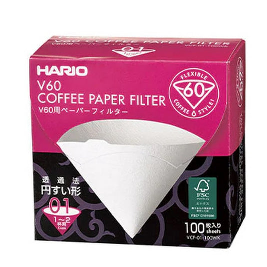 HARIO V60 PAPER FILTER 01 (VCF-01-100W)